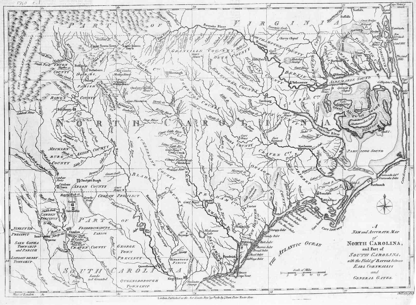 1780 Map of North Carolina